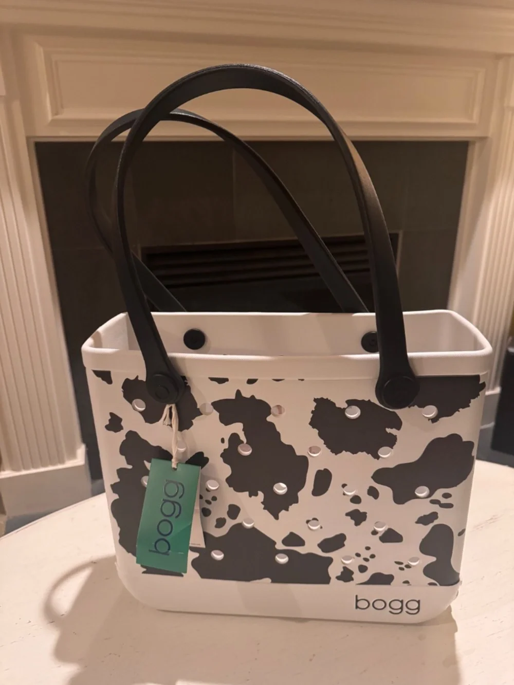 Baby Bogg Bag Cow Print Black White Small Tote Bag NWT